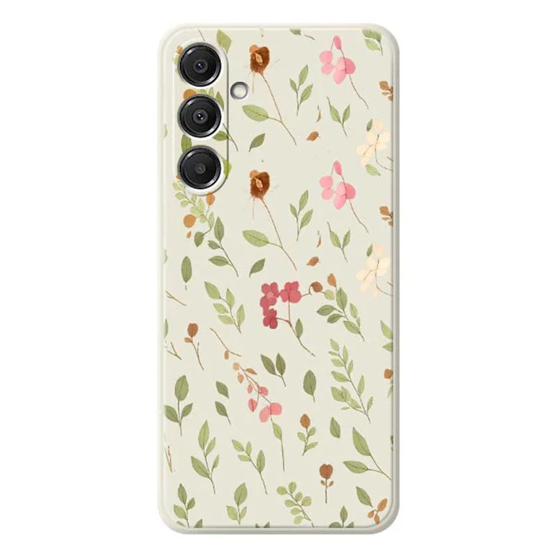 For Samsung Galaxy A16 5G  /  4G Case Small Flower Leaves Pattern Printing Straight Edge TPU Phone Back Cover - Beige