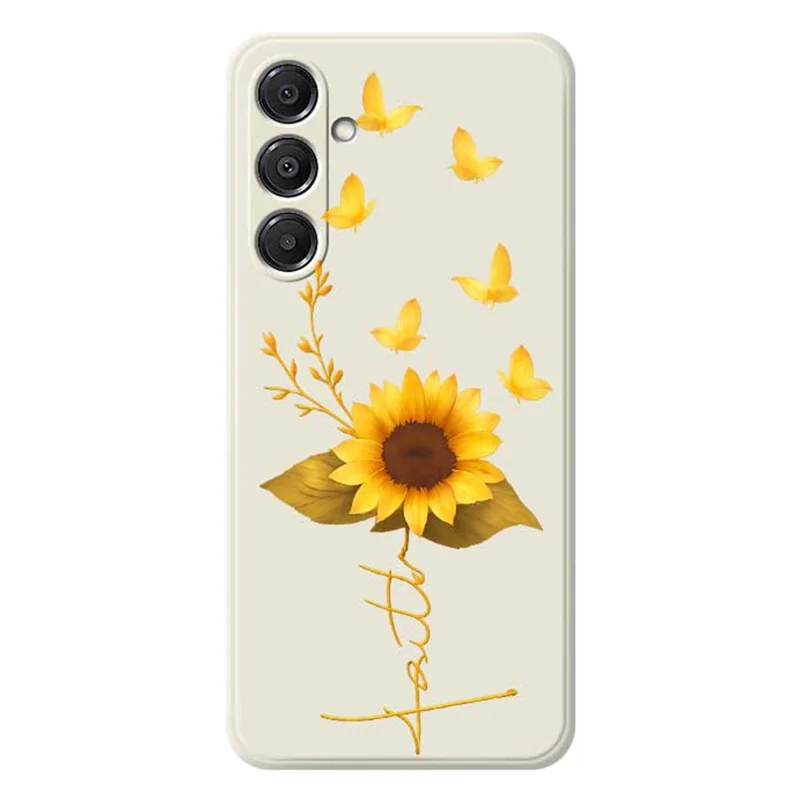 Pour Samsung Galaxy A16 5G / 4G Étui Papillon Doré Tournesol Motif Impression Bord Droit TPU Coque Arrière de Téléphone - Beige