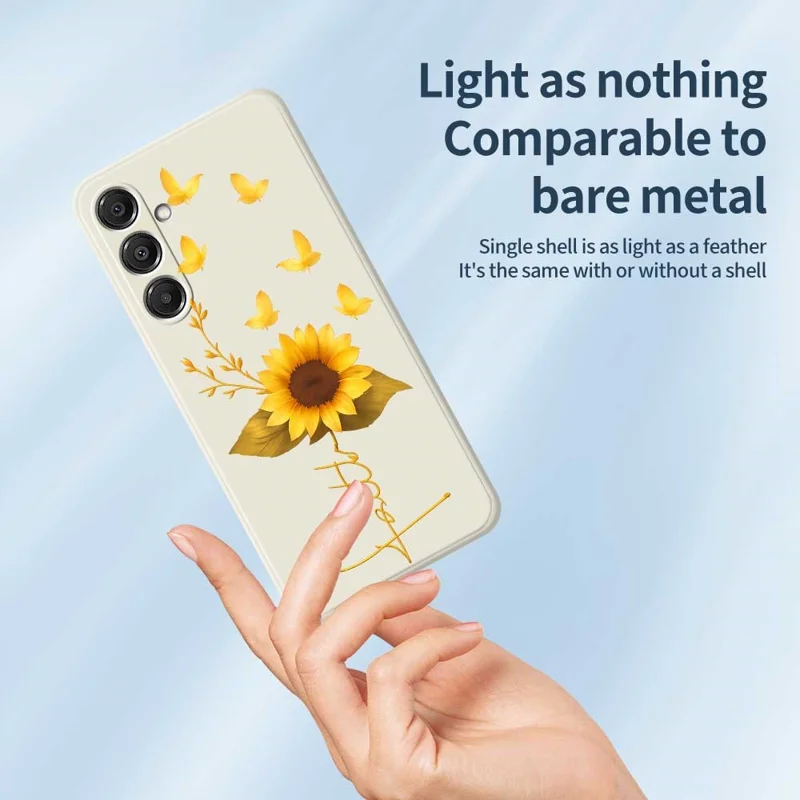 Pour Samsung Galaxy A16 5G / 4G Étui Papillon Doré Tournesol Motif Impression Bord Droit TPU Coque Arrière de Téléphone - Beige