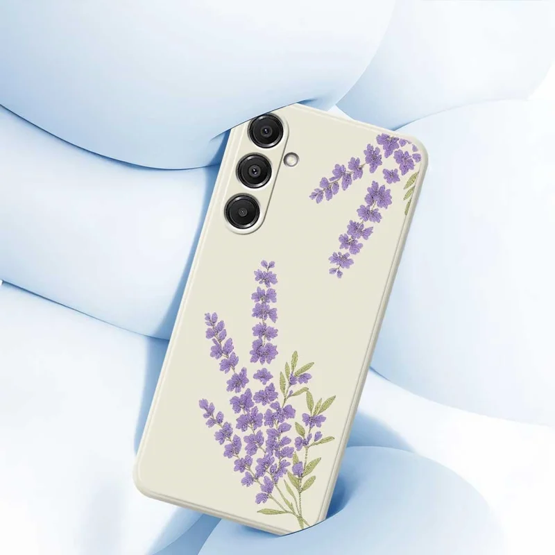 Étui pour Samsung Galaxy A16 5G / 4G Motif Lavande Impression Bords Droits Coque Arrière TPU Téléphone - Beige