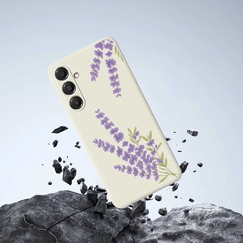 Étui pour Samsung Galaxy A16 5G / 4G Motif Lavande Impression Bords Droits Coque Arrière TPU Téléphone - Beige