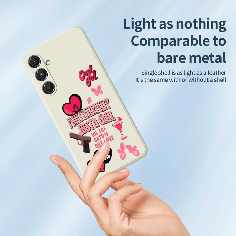 Capa para Samsung Galaxy A16 5G / 4G em Rosa com Elementos Padrão Impresso, Borda Reta, Capa Traseira de TPU para Celular - Bege