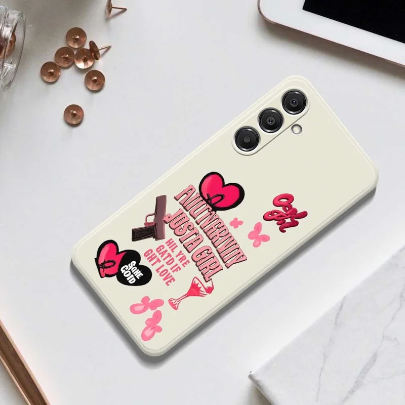 Capa para Samsung Galaxy A16 5G / 4G em Rosa com Elementos Padrão Impresso, Borda Reta, Capa Traseira de TPU para Celular - Bege