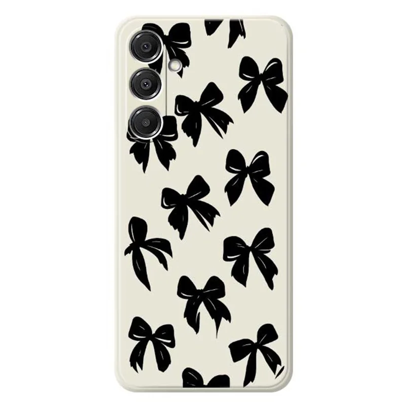 Étui pour Samsung Galaxy A16 5G / 4G Motif Nœud Noir Impression Bord Droit TPU Coque Arrière de Téléphone - Beige