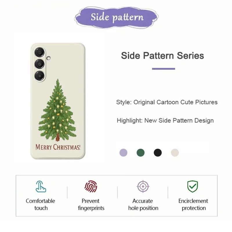 For Samsung Galaxy A16 5G  /  4G Case Christmas Tree Pattern Printing Straight Edge TPU Phone Back Cover - Beige