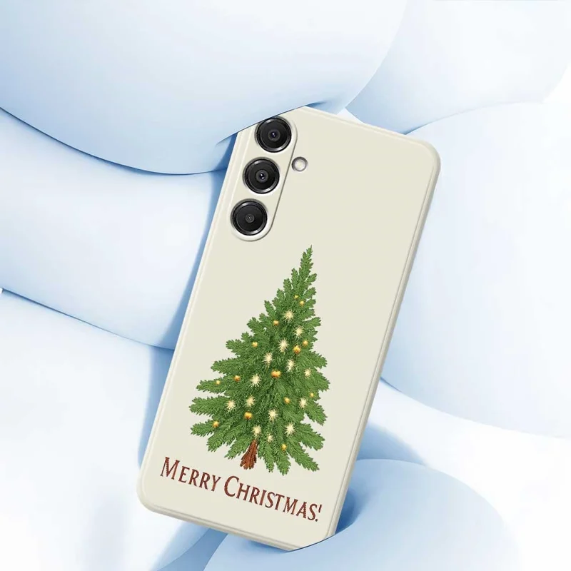 For Samsung Galaxy A16 5G  /  4G Case Christmas Tree Pattern Printing Straight Edge TPU Phone Back Cover - Beige