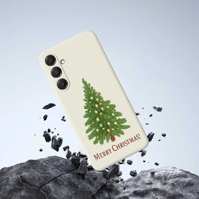 For Samsung Galaxy A16 5G  /  4G Case Christmas Tree Pattern Printing Straight Edge TPU Phone Back Cover - Beige