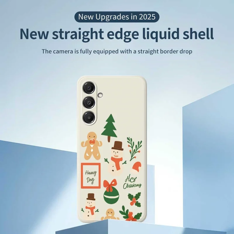 Funda para Samsung Galaxy A16 5G / 4G con Diseño Navideño de Muñeco de Nieve, Borde Recto, Carcasa Trasera de TPU - Beige