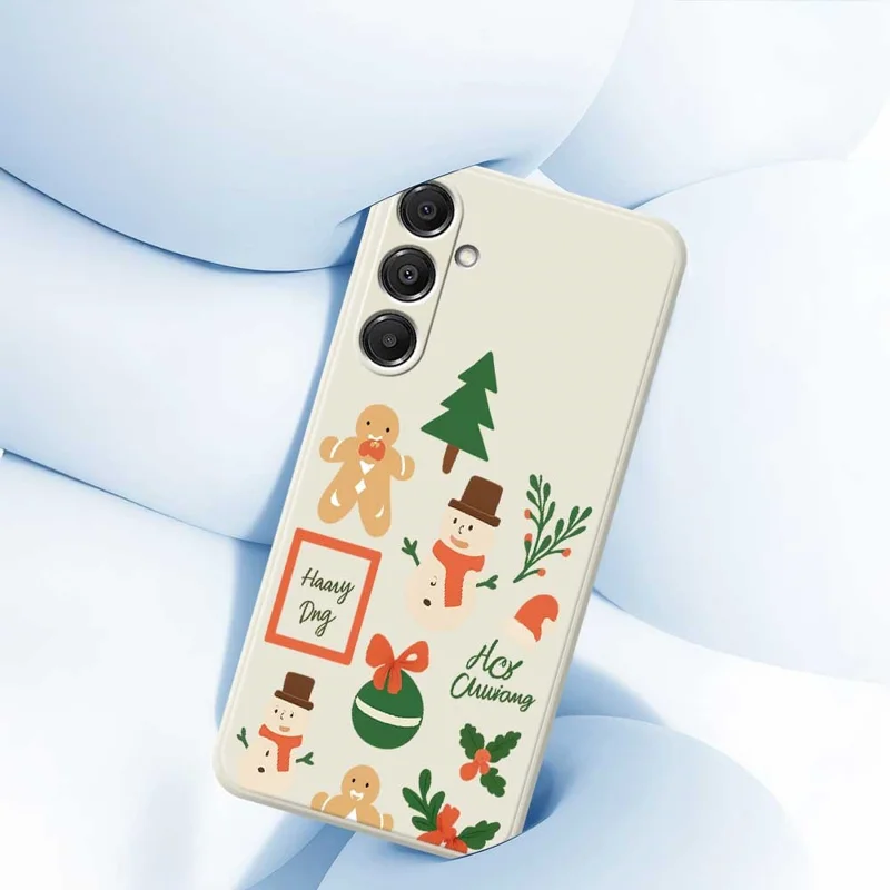 Funda para Samsung Galaxy A16 5G / 4G con Diseño Navideño de Muñeco de Nieve, Borde Recto, Carcasa Trasera de TPU - Beige