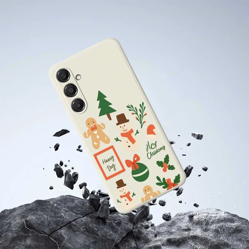 Funda para Samsung Galaxy A16 5G / 4G con Diseño Navideño de Muñeco de Nieve, Borde Recto, Carcasa Trasera de TPU - Beige
