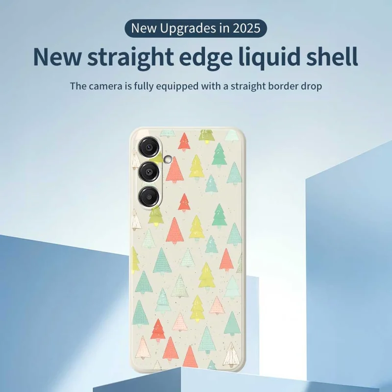 Pour Samsung Galaxy A16 5G / 4G Étui Motif d'Arbres Colorés Impression sur Bord Droit Coque Arrière TPU Téléphone - Beige