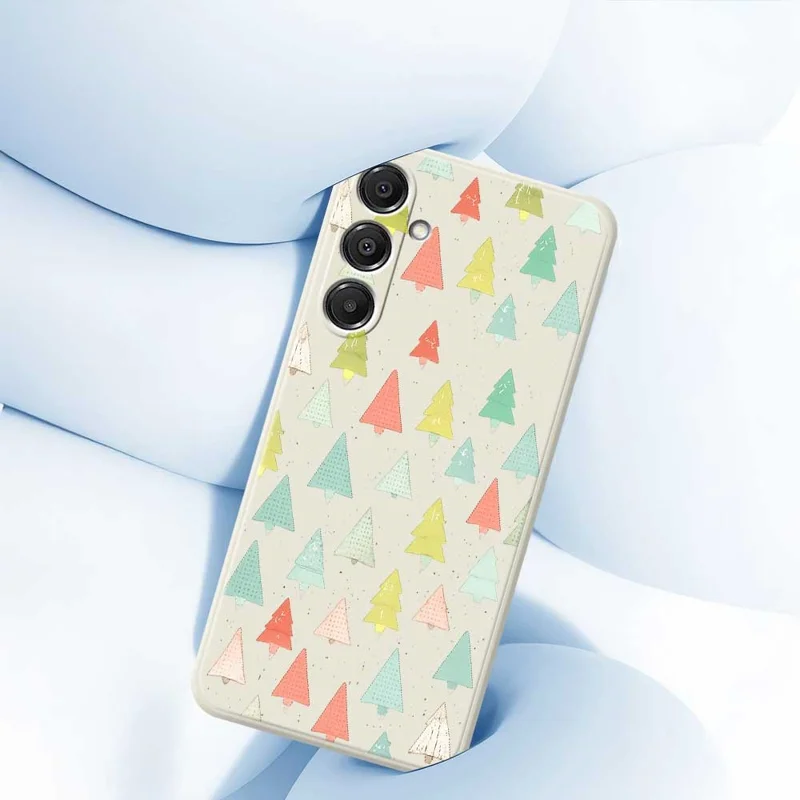 Pour Samsung Galaxy A16 5G / 4G Étui Motif d'Arbres Colorés Impression sur Bord Droit Coque Arrière TPU Téléphone - Beige