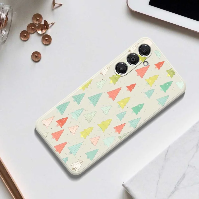 Pour Samsung Galaxy A16 5G / 4G Étui Motif d'Arbres Colorés Impression sur Bord Droit Coque Arrière TPU Téléphone - Beige