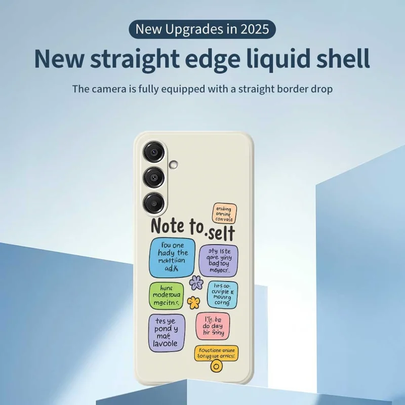 For Samsung Galaxy A16 5G  /  4G Case Colored Sticky Notes Pattern Printing Straight Edge TPU Phone Back Cover - Beige