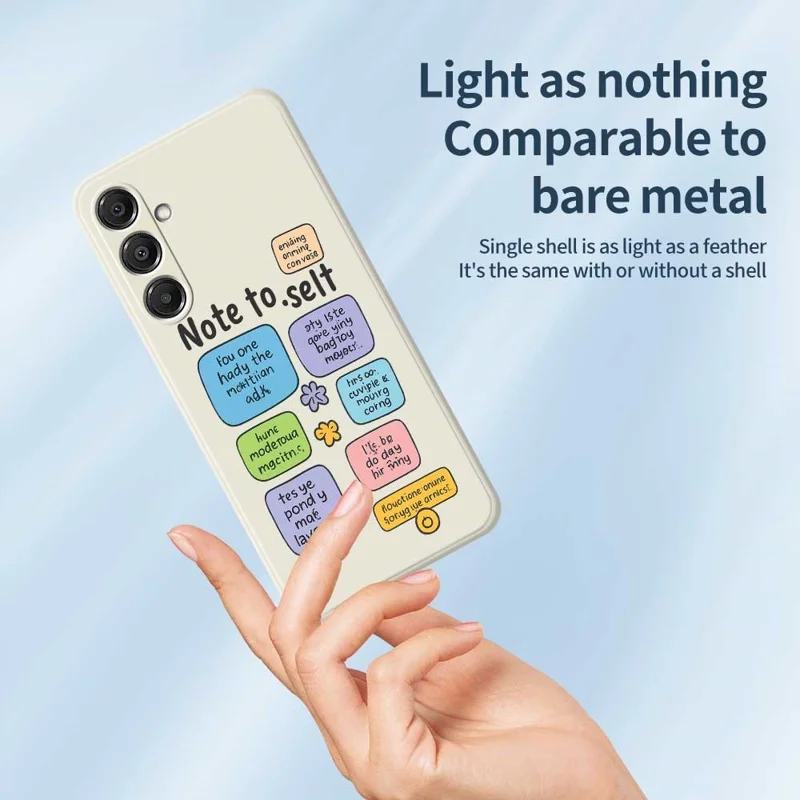 For Samsung Galaxy A16 5G  /  4G Case Colored Sticky Notes Pattern Printing Straight Edge TPU Phone Back Cover - Beige