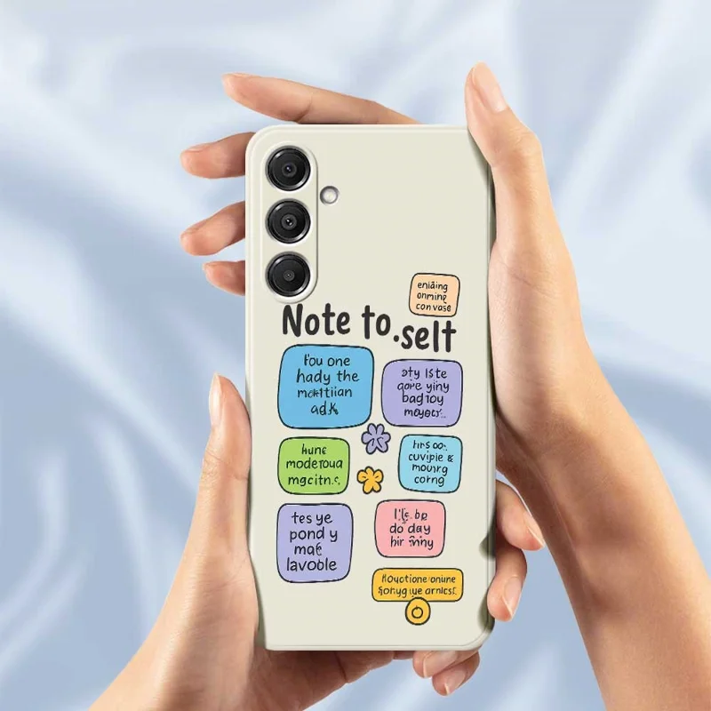 For Samsung Galaxy A16 5G  /  4G Case Colored Sticky Notes Pattern Printing Straight Edge TPU Phone Back Cover - Beige