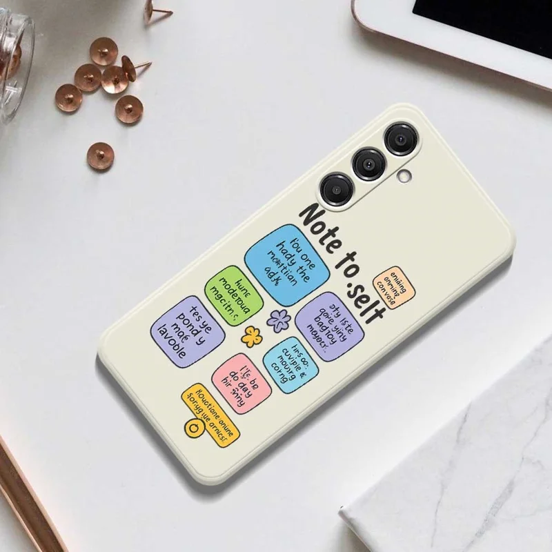 For Samsung Galaxy A16 5G  /  4G Case Colored Sticky Notes Pattern Printing Straight Edge TPU Phone Back Cover - Beige
