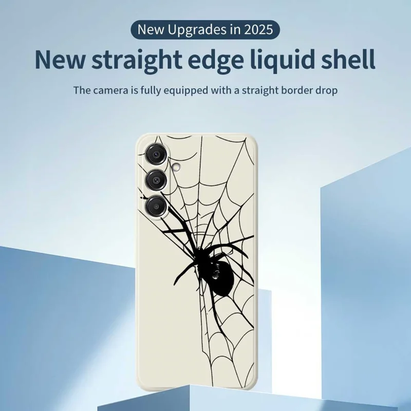 Étui pour Samsung Galaxy A16 5G / 4G Motif d'Araignée Impression Bords Droits Coque Arrière TPU - Beige