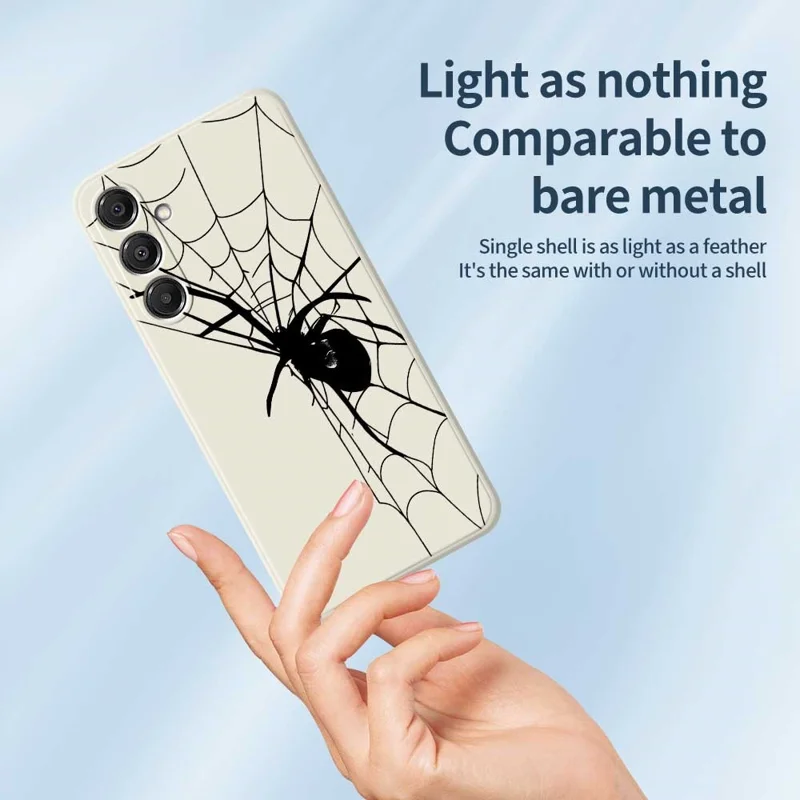 Étui pour Samsung Galaxy A16 5G / 4G Motif d'Araignée Impression Bords Droits Coque Arrière TPU - Beige