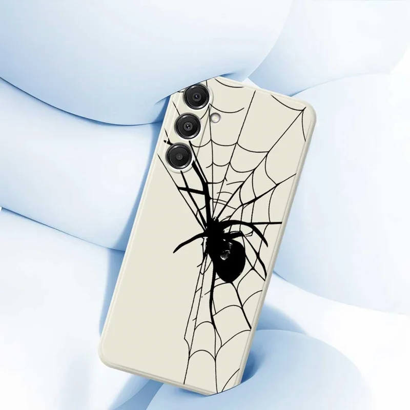 Étui pour Samsung Galaxy A16 5G / 4G Motif d'Araignée Impression Bords Droits Coque Arrière TPU - Beige