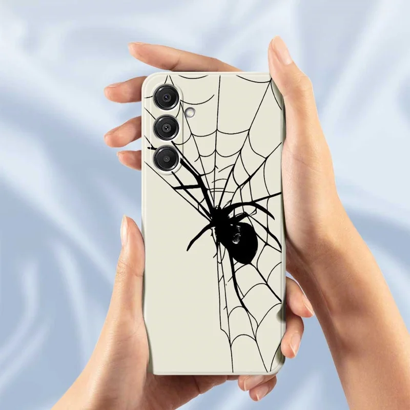 Étui pour Samsung Galaxy A16 5G / 4G Motif d'Araignée Impression Bords Droits Coque Arrière TPU - Beige