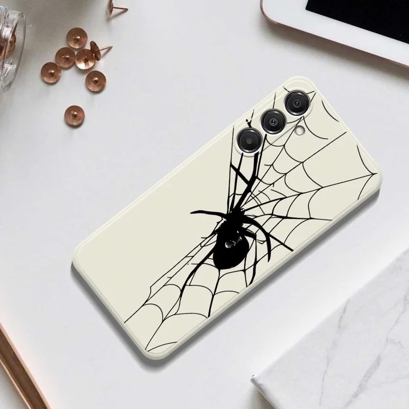 Étui pour Samsung Galaxy A16 5G / 4G Motif d'Araignée Impression Bords Droits Coque Arrière TPU - Beige