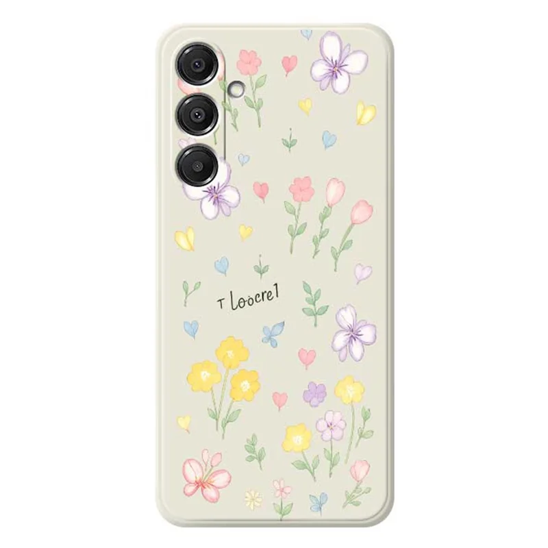 For Samsung Galaxy A16 5G  /  4G Case Small Flowers Pattern Printing Straight Edge TPU Phone Back Cover - Beige