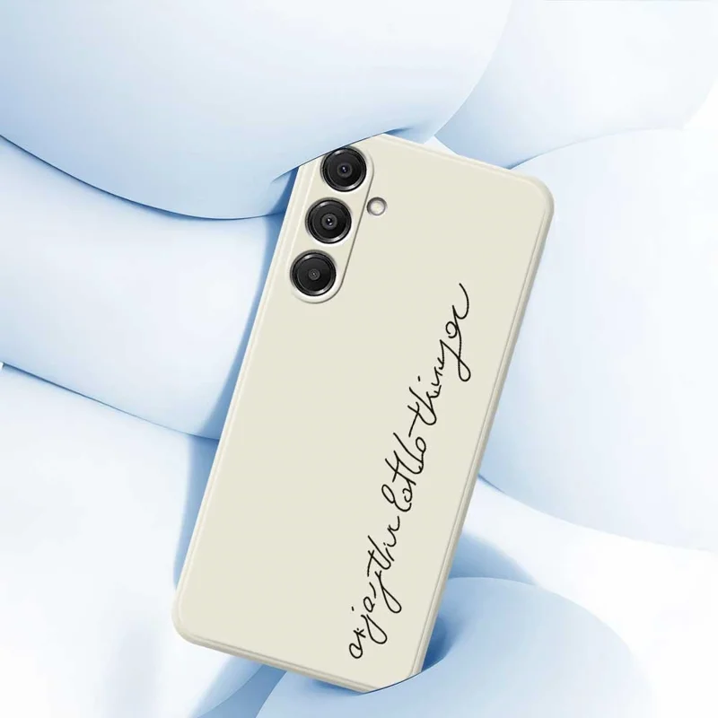 Étui Samsung Galaxy A16 5G / 4G Motif Typographique Impression Bord Droit TPU Coque Arrière de Téléphone - Beige