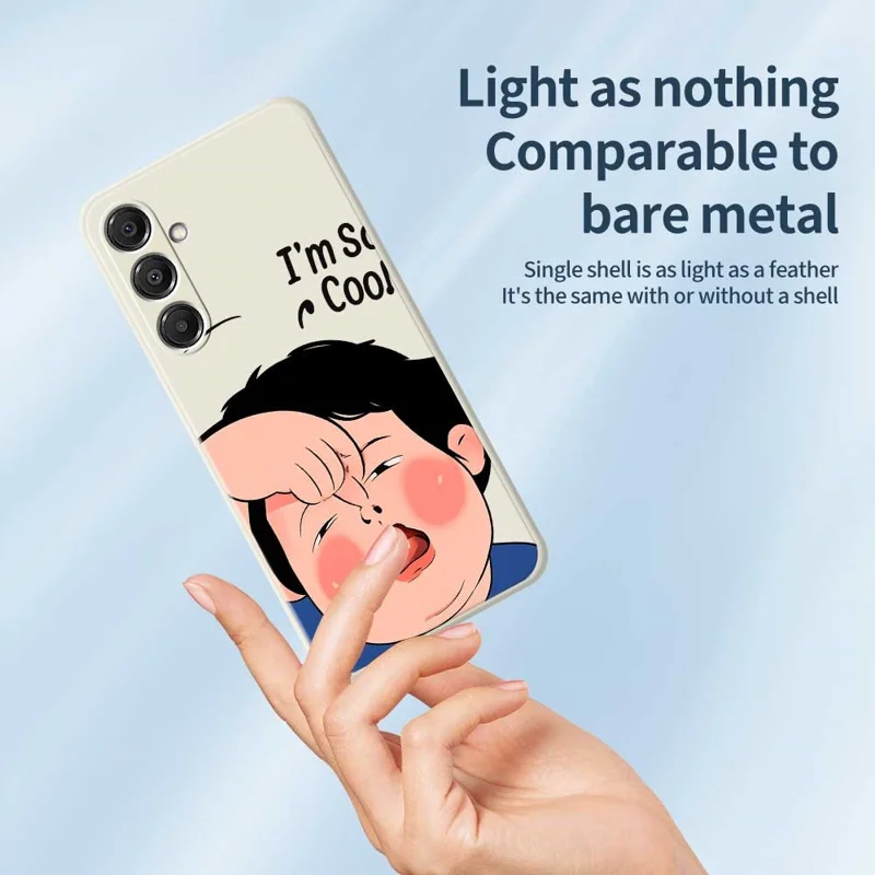 For Samsung Galaxy A16 5G  /  4G Case Make Faces Kid Pattern Printing Straight Edge TPU Phone Back Cover - Beige