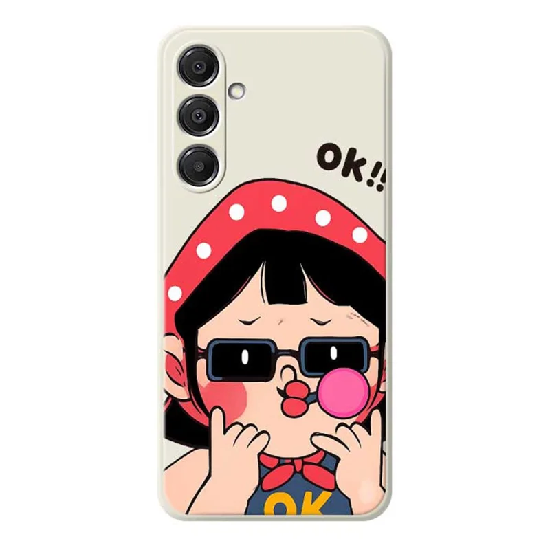 Étui pour Samsung Galaxy A16 5G / 4G Motif Mignon pour Enfant Impression Bords Droits Coque Arrière TPU pour Téléphone - Beige