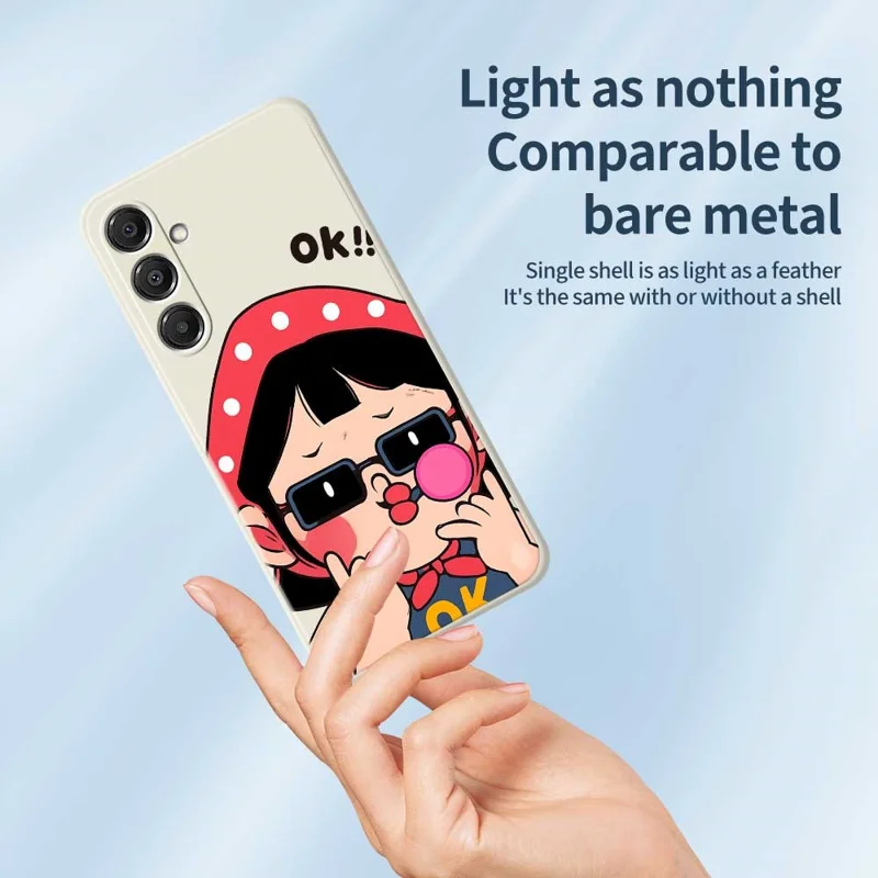 Étui pour Samsung Galaxy A16 5G / 4G Motif Mignon pour Enfant Impression Bords Droits Coque Arrière TPU pour Téléphone - Beige