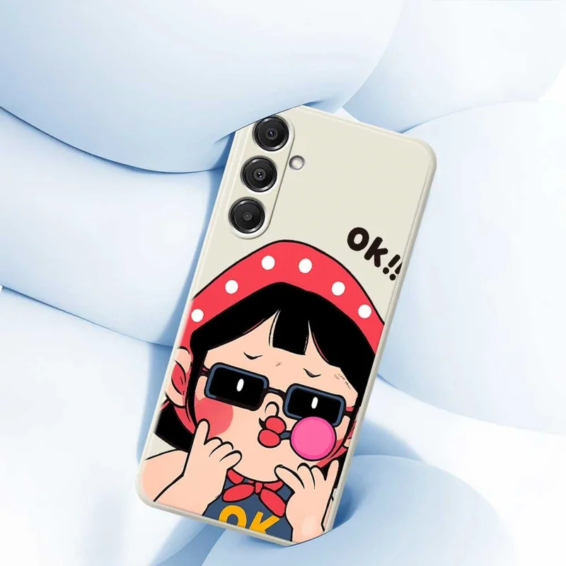 Étui pour Samsung Galaxy A16 5G / 4G Motif Mignon pour Enfant Impression Bords Droits Coque Arrière TPU pour Téléphone - Beige