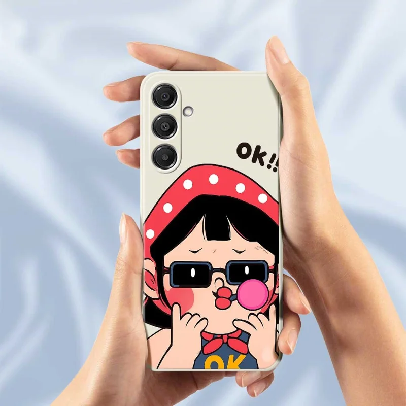 Étui pour Samsung Galaxy A16 5G / 4G Motif Mignon pour Enfant Impression Bords Droits Coque Arrière TPU pour Téléphone - Beige