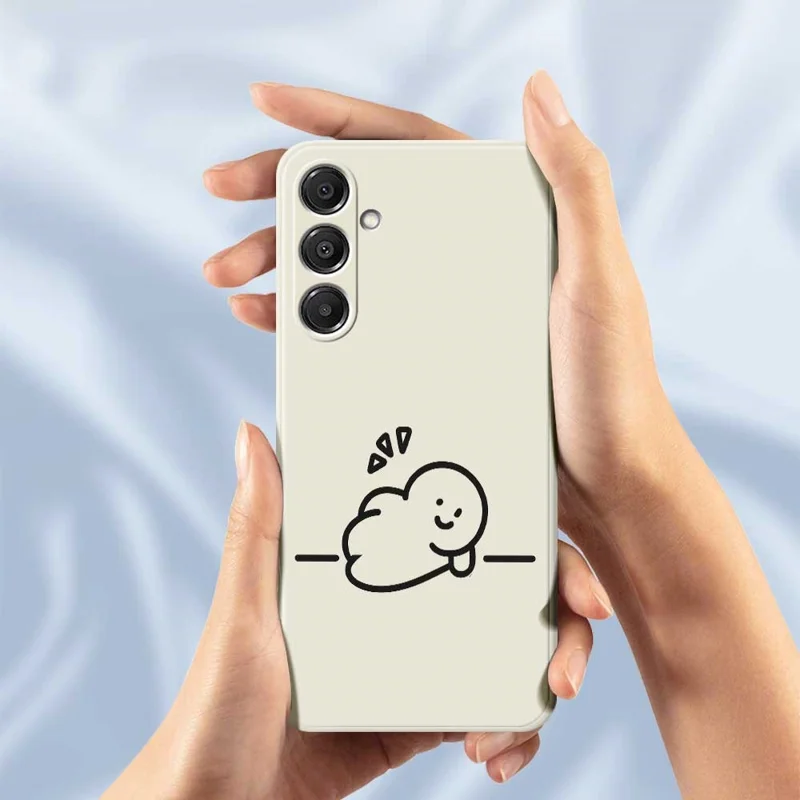 Étui pour Samsung Galaxy A16 5G / 4G Motif de Silhouette Impression sur Bord Droit Couverture Arrière TPU - Beige