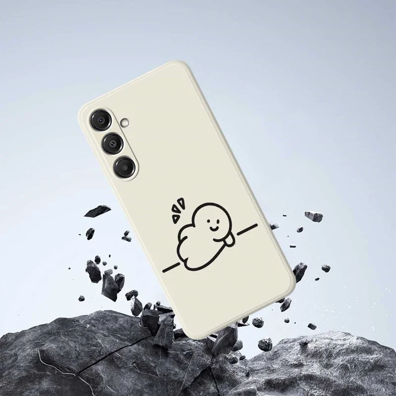 Étui pour Samsung Galaxy A16 5G / 4G Motif de Silhouette Impression sur Bord Droit Couverture Arrière TPU - Beige