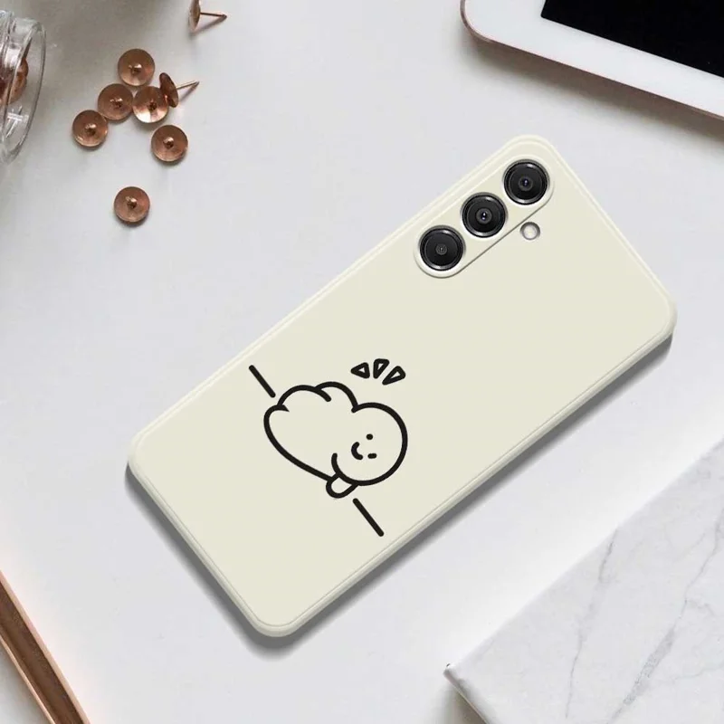 Étui pour Samsung Galaxy A16 5G / 4G Motif de Silhouette Impression sur Bord Droit Couverture Arrière TPU - Beige