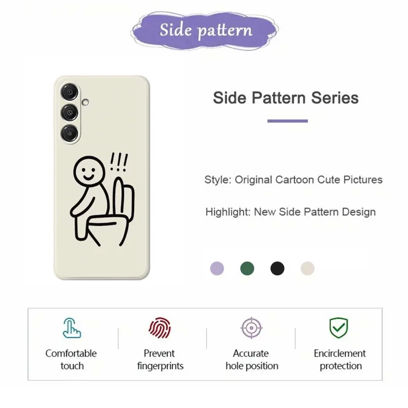 Étui pour Samsung Galaxy A16 5G / 4G Motif d'impression de bonhomme de neige sur toilette Bords droits Coque de téléphone TPU - Beige