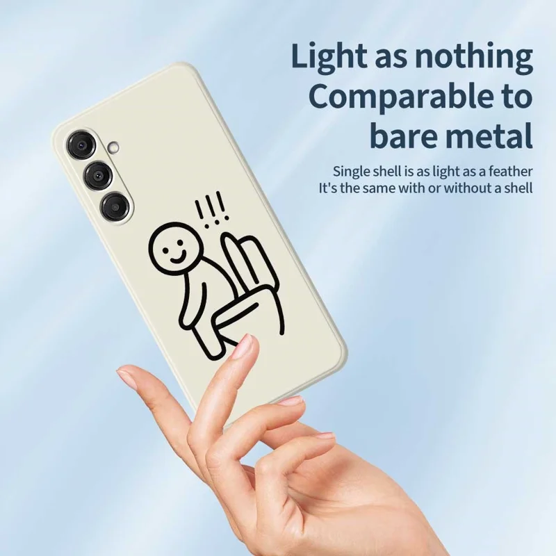 Étui pour Samsung Galaxy A16 5G / 4G Motif d'impression de bonhomme de neige sur toilette Bords droits Coque de téléphone TPU - Beige