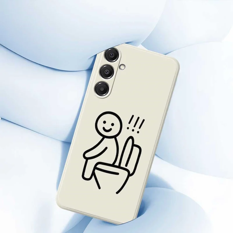 Étui pour Samsung Galaxy A16 5G / 4G Motif d'impression de bonhomme de neige sur toilette Bords droits Coque de téléphone TPU - Beige