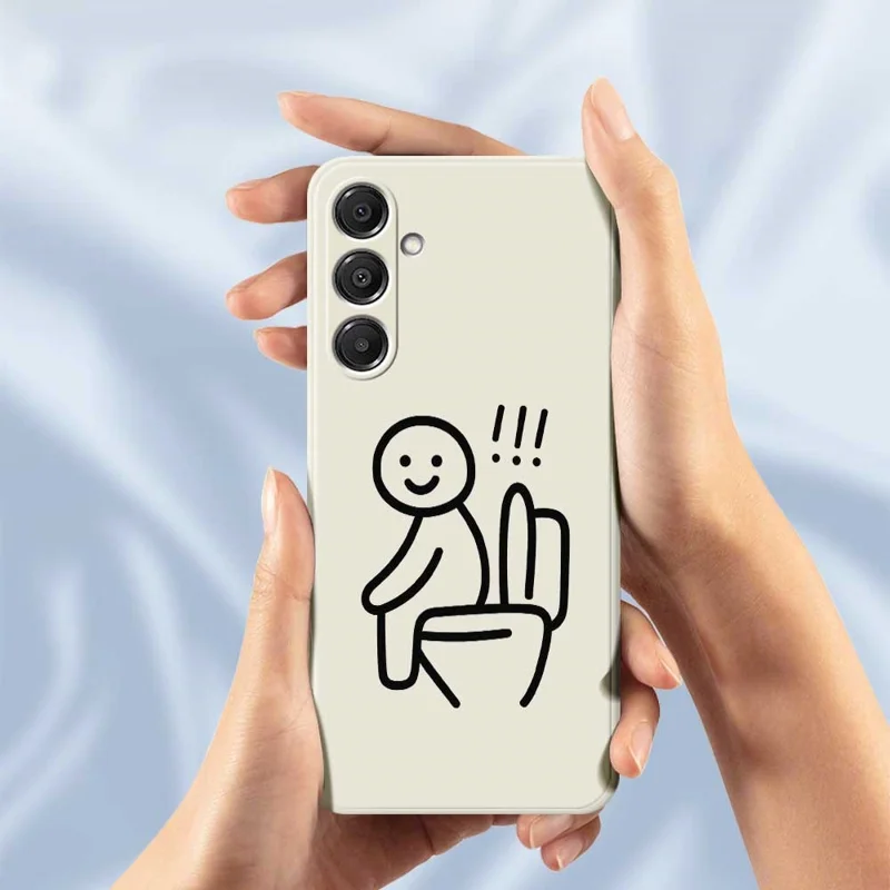 Étui pour Samsung Galaxy A16 5G / 4G Motif d'impression de bonhomme de neige sur toilette Bords droits Coque de téléphone TPU - Beige