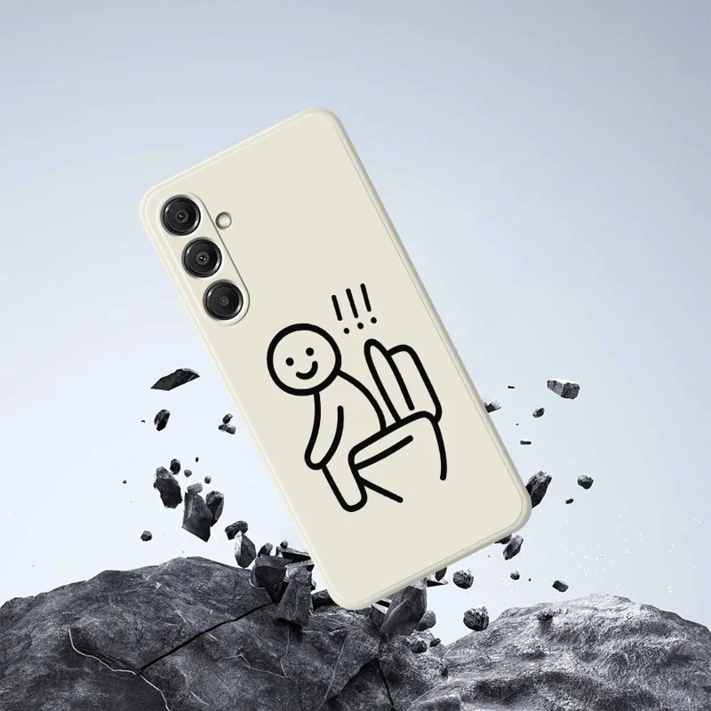 Étui pour Samsung Galaxy A16 5G / 4G Motif d'impression de bonhomme de neige sur toilette Bords droits Coque de téléphone TPU - Beige
