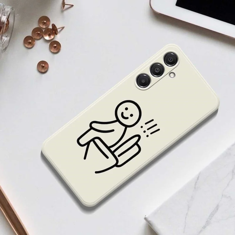 Étui pour Samsung Galaxy A16 5G / 4G Motif d'impression de bonhomme de neige sur toilette Bords droits Coque de téléphone TPU - Beige