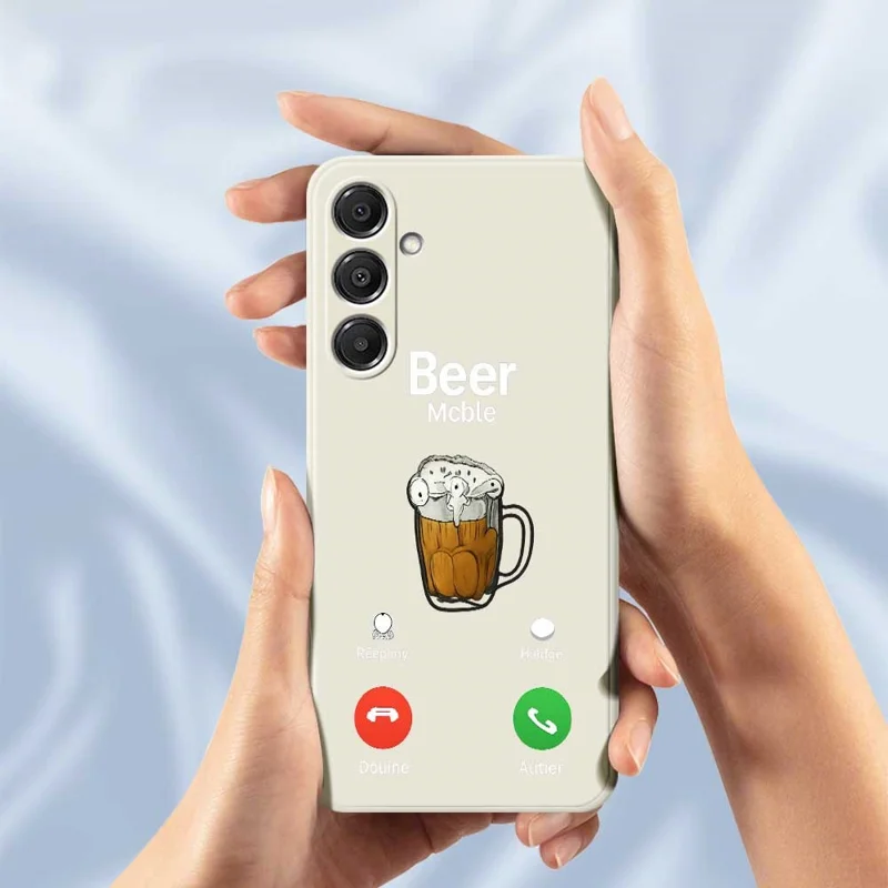 Funda para Samsung Galaxy A16 5G / 4G con Patrón de Cerveza, Impresión Recta, Carcasa Trasera de TPU - Beige