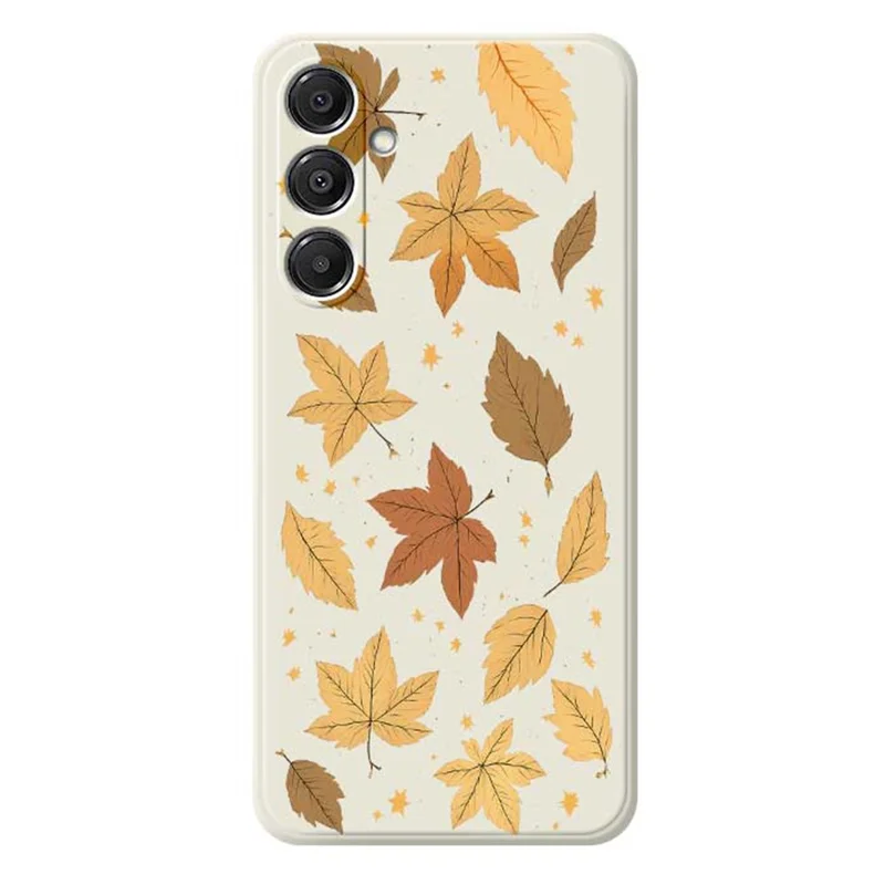 For Samsung Galaxy A16 5G  /  4G Case Maple Leaves Pattern Printing Straight Edge TPU Phone Back Cover - Beige