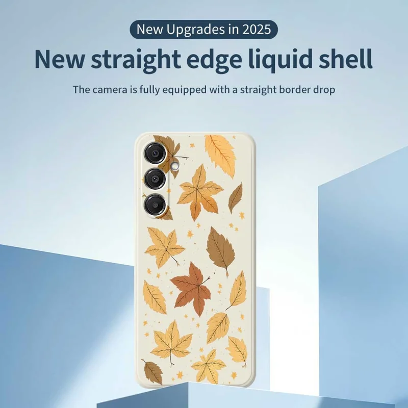 For Samsung Galaxy A16 5G  /  4G Case Maple Leaves Pattern Printing Straight Edge TPU Phone Back Cover - Beige