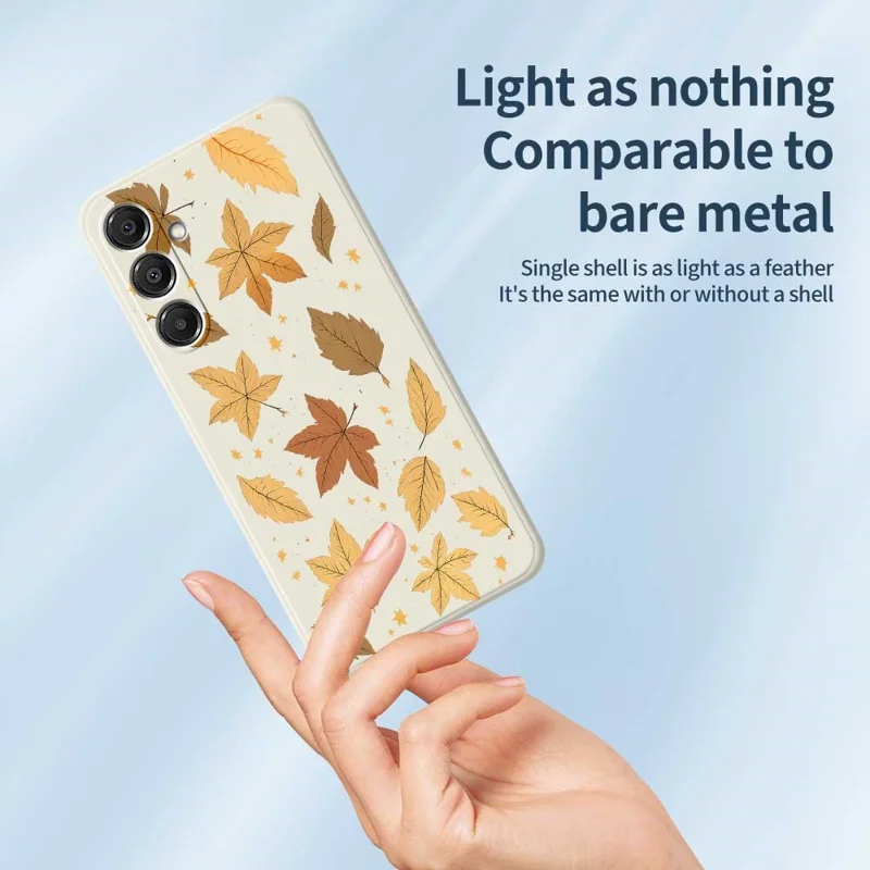 For Samsung Galaxy A16 5G  /  4G Case Maple Leaves Pattern Printing Straight Edge TPU Phone Back Cover - Beige