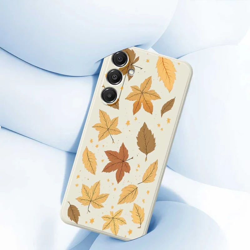 For Samsung Galaxy A16 5G  /  4G Case Maple Leaves Pattern Printing Straight Edge TPU Phone Back Cover - Beige