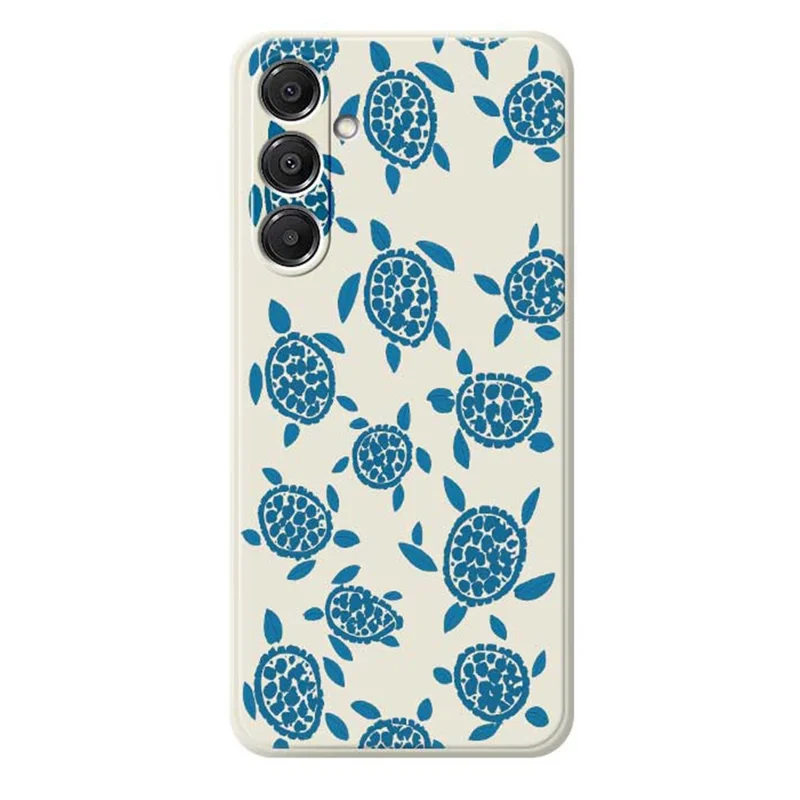 For Samsung Galaxy A16 5G  /  4G Case Blue Turtle Pattern Printing Straight Edge TPU Phone Back Cover - Beige