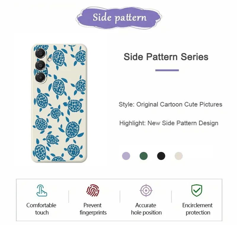 For Samsung Galaxy A16 5G  /  4G Case Blue Turtle Pattern Printing Straight Edge TPU Phone Back Cover - Beige