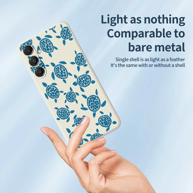 For Samsung Galaxy A16 5G  /  4G Case Blue Turtle Pattern Printing Straight Edge TPU Phone Back Cover - Beige